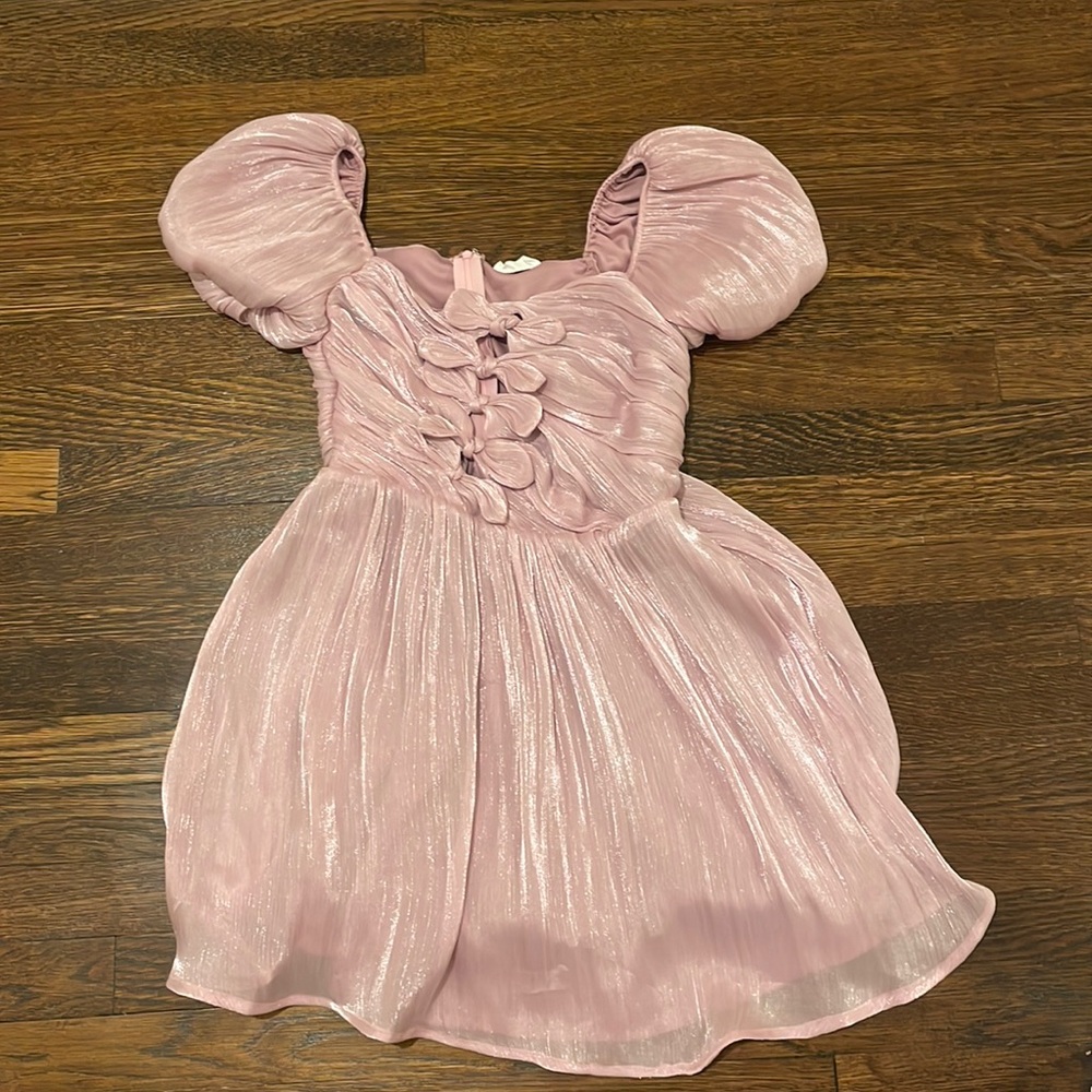 Vestique bow puff sleeve dress